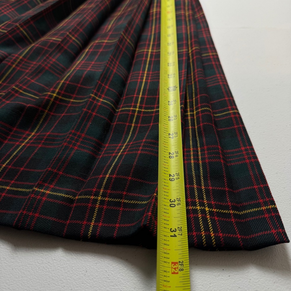 Vintage Pendleton Wool Plaid Pleated Midi Skirt Red Green Tartan Old Money - Picture 6 of 8